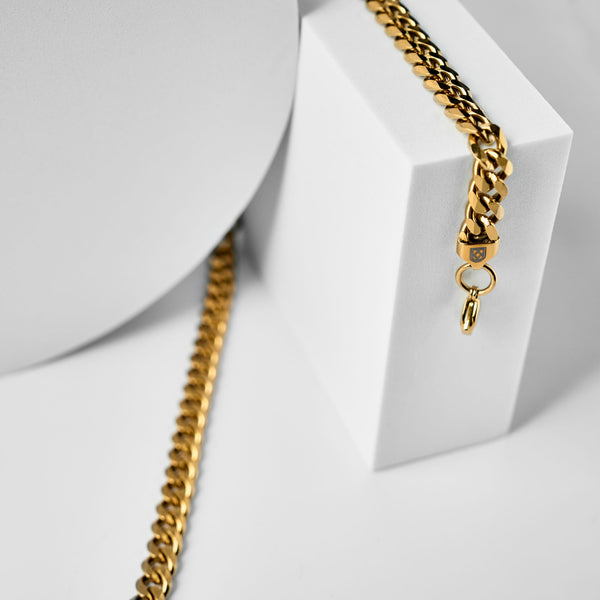 Duxot Accelero Cuban Link Chain Necklace Gold