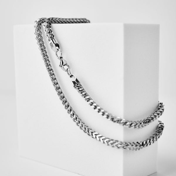 Duxot Accelero Cuban Link Chain Necklace Silver