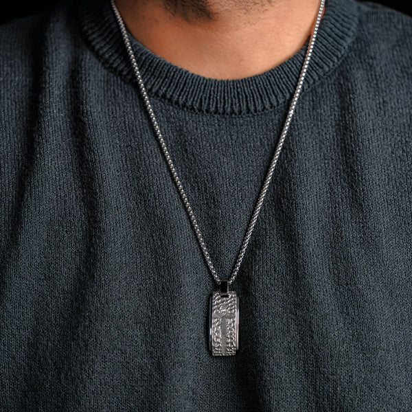 Duxot Marcel Dog Tag Argent Meteorite