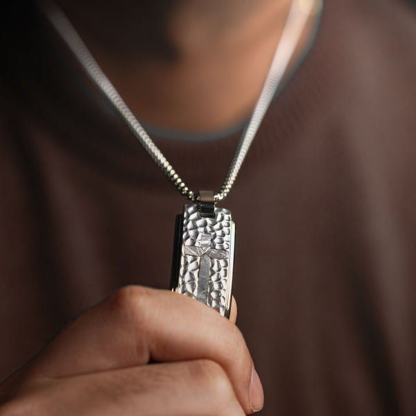 Duxot Marcel Dog Tag Argent Meteorite