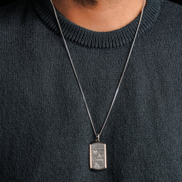 Duxot Vezeto Dog Tag Cloudy Silver Meteorite