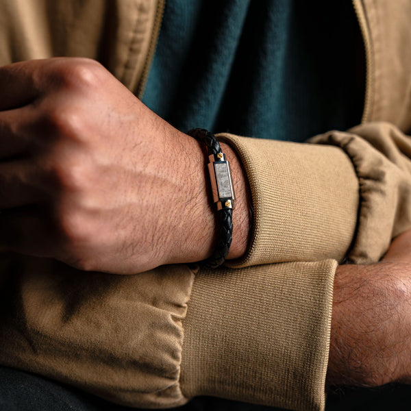 Duxot Vezeto Leather Bracelet Black Meteorite