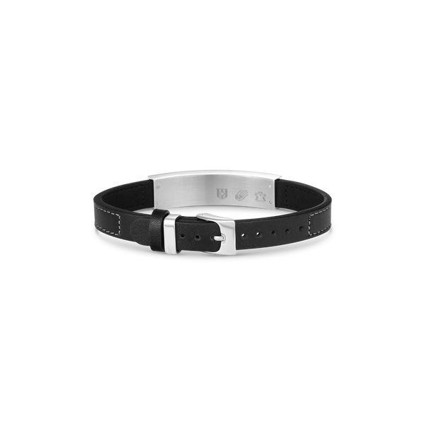 Duxot Vezeto Leather Bracelet Jet Black Meteorite