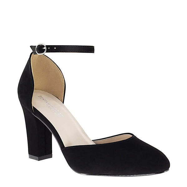 dyeables Amanda Black Lamy Block Heel Closed Toe Pumps Shoes