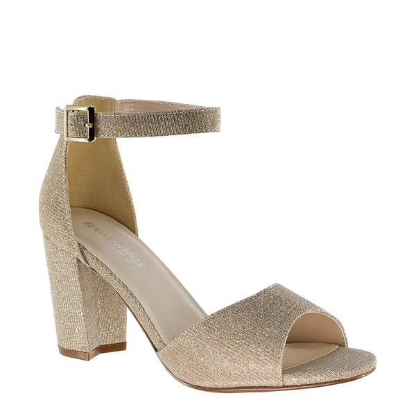 dyeables Amaya Champagne Glitter Block Heel Sandals Shoes