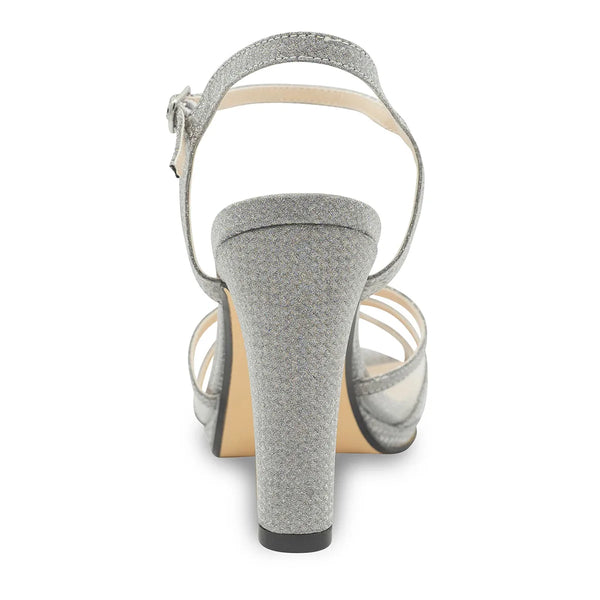 Dyeables Anya Silver Glitter Platform Sandals Shoes