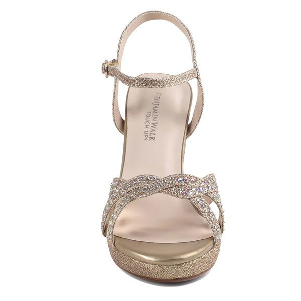 Dyeables Ava Rinestone Covered Champagne Glitter High Stable Platform Sandals Shoes