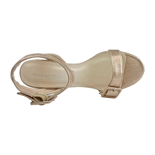 Dyeables Calista Nude Shimmer Block Heel Sandals Shoes