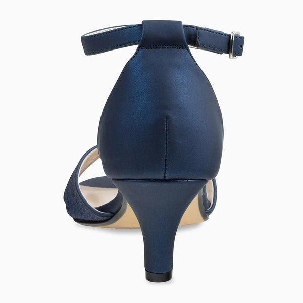 Dyeables Clementine Navy Glitter Low Kitten Heel Sandals Shoes
