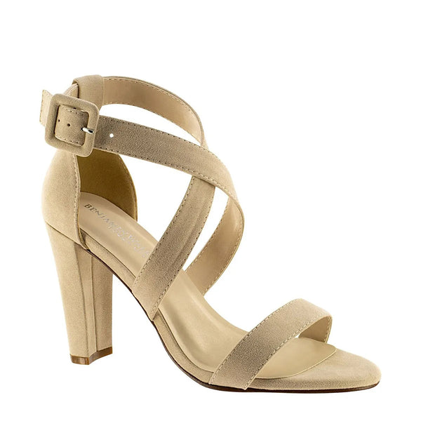 dyeables Colbie Beige Imitation Suede Block Heel Sandals Shoes