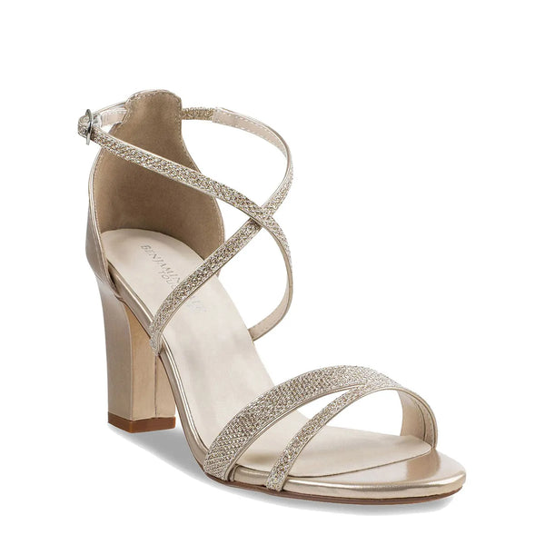 dyeables Daphne Champagne Shimmer Mid Heel Open Toe Sandals Shoes