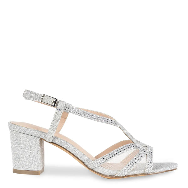 Dyeables Ingrid Silver Glitter Heel Sandals Shoes