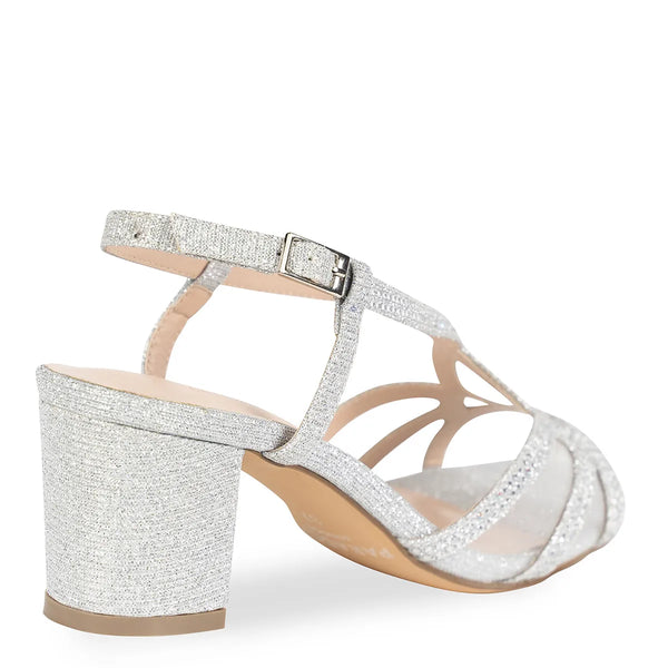 Dyeables Ingrid Silver Glitter Heel Sandals Shoes