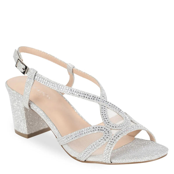 dyeables Ingrid Silver Glitter Heel Sandals Shoes