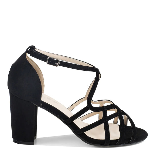 Dyeables Lupe Black Lamy Stable Heel Sandals Shoes