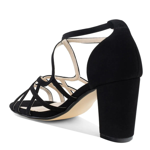 Dyeables Lupe Black Lamy Stable Heel Sandals Shoes