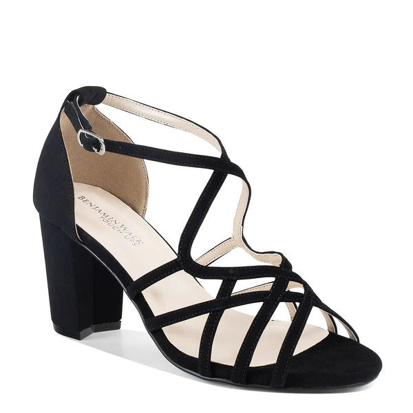 dyeables Lupe Black Lamy Stable Heel Sandals Shoes