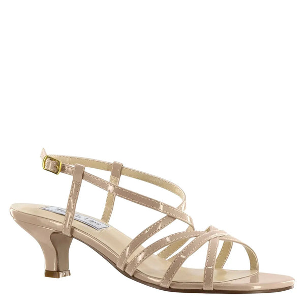 dyeables Eileen Nude Patent Low Heel Open Toe Sandals Shoes