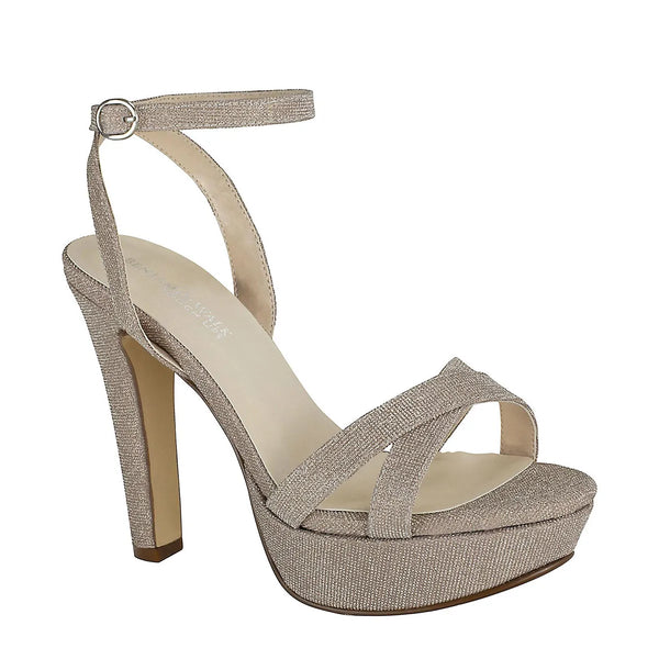 dyeables Elena Champagne Glitter High Heel Platform Sandals Shoes