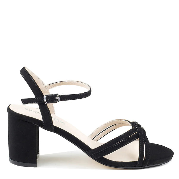 Dyeables Elle Black Lamy Block Heel Open Toe Sandals Shoes