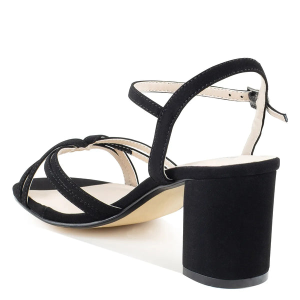 Dyeables Elle Black Lamy Block Heel Open Toe Sandals Shoes