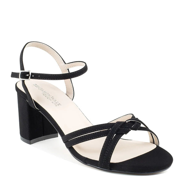 dyeables Elle Black Lamy Block Heel Open Toe Sandals Shoes