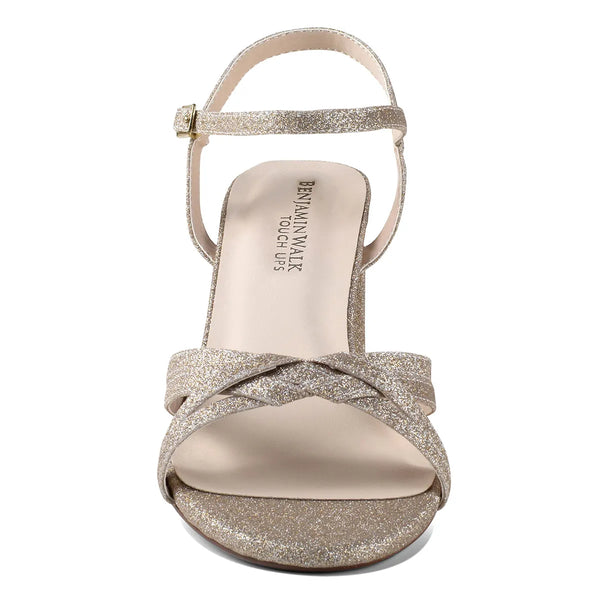 Dyeables Elle Champagne Glitter Block Heel Open Toe Sandals Shoes