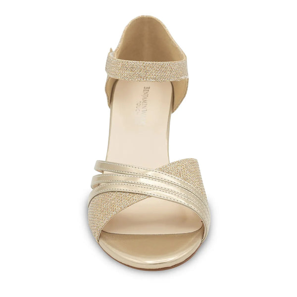 Dyeables Foster Champagne Metallic Low Block Heel Sandals Shoes