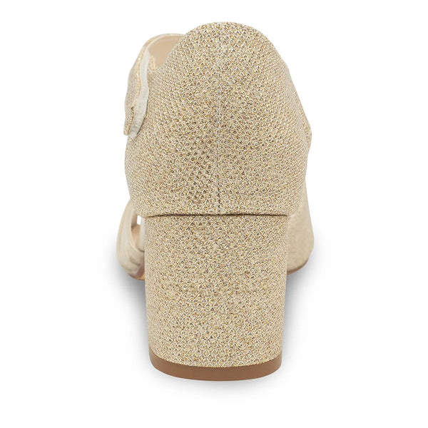 Dyeables Foster Champagne Metallic Low Block Heel Sandals Shoes