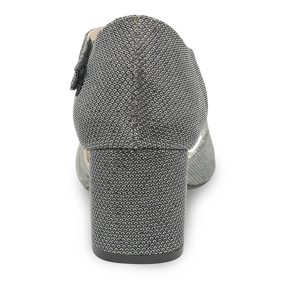 Dyeables Foster Pewter Metallic Low Block Heel Sandals Shoes