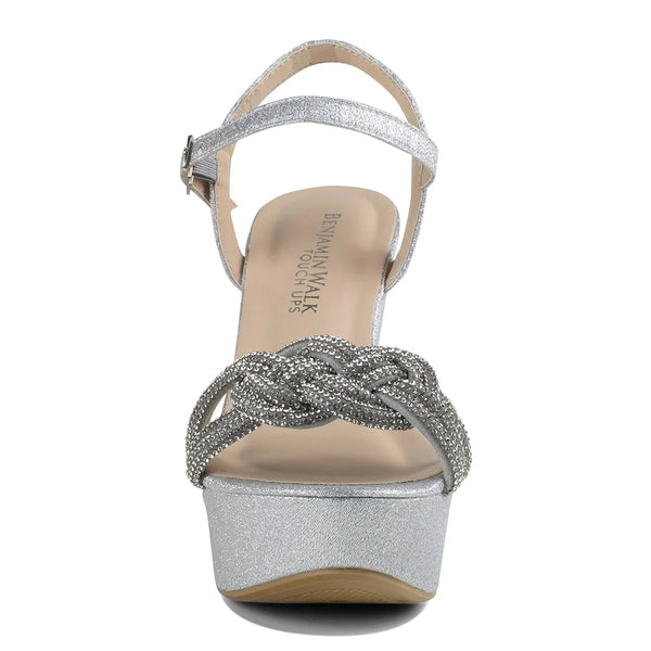 Dyeables Gemini Silver Glitter High Wedge Open Toe Platform Sandals Shoes