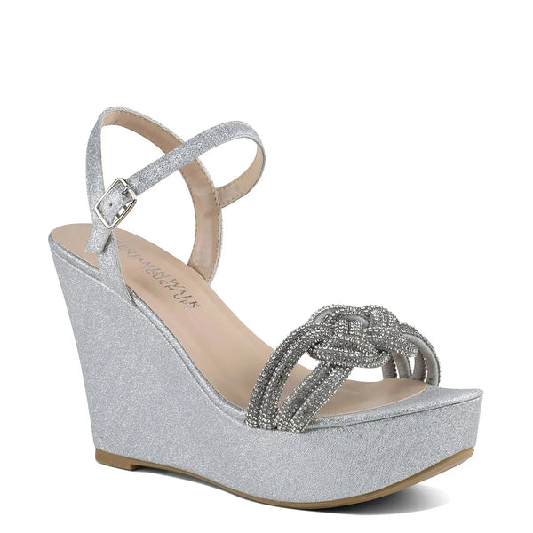 dyeables Gemini Silver Glitter High Wedge Open Toe Platform Sandals Shoes