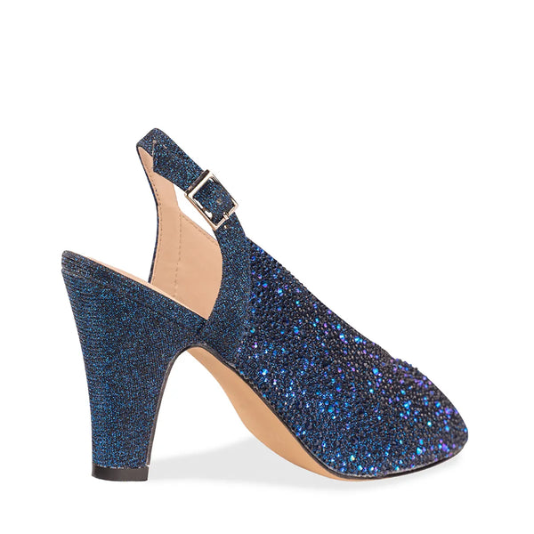 Dyeables Glory Navy Glitter High Stable Heel Peeptoe Pumps Shoes