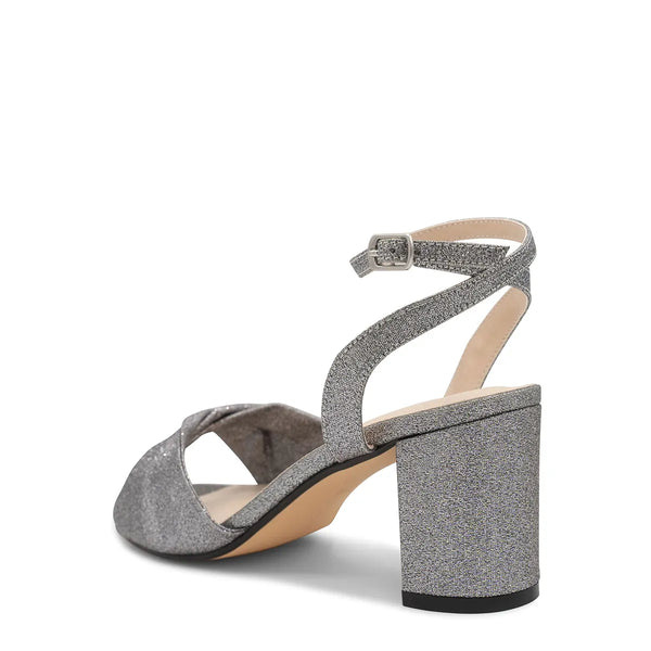 Dyeables Hope Pewter Shimmer Low Block Heel Sandals Shoes