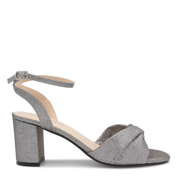 Dyeables Hope Pewter Shimmer Low Block Heel Sandals Shoes