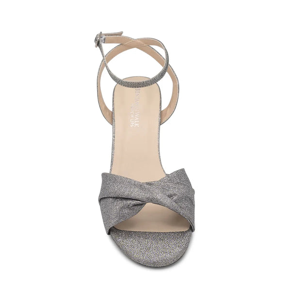 Dyeables Hope Pewter Shimmer Low Block Heel Sandals Shoes