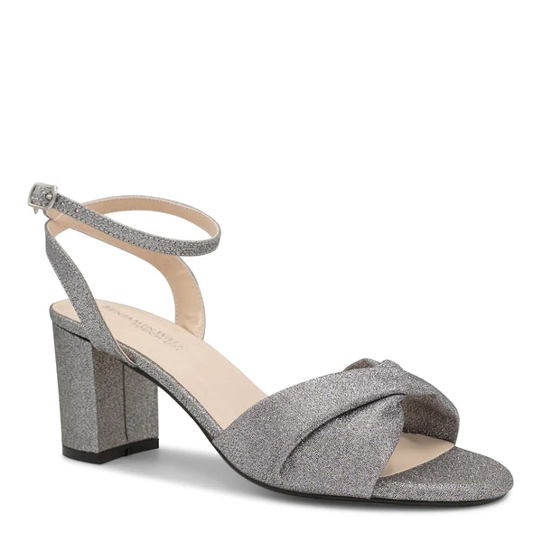 dyeables Hope Pewter Shimmer Low Block Heel Sandals Shoes