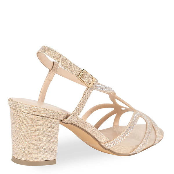 Dyeables Ingrid Champagne Glitter Heel Sandals Shoes