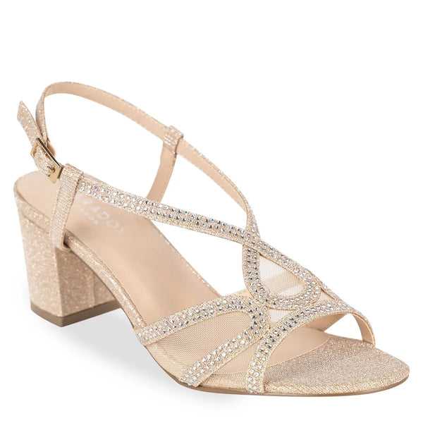 dyeables Ingrid Champagne Glitter Heel Sandals Shoes