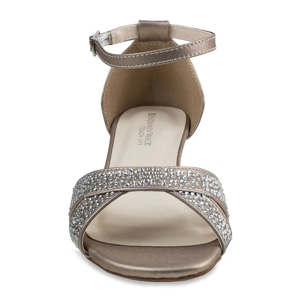 Dyeables Iris Champagne Shimmer Low Wedge Sandals Shoes