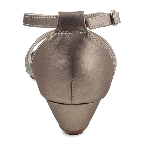 Dyeables Iris Champagne Shimmer Low Wedge Sandals Shoes