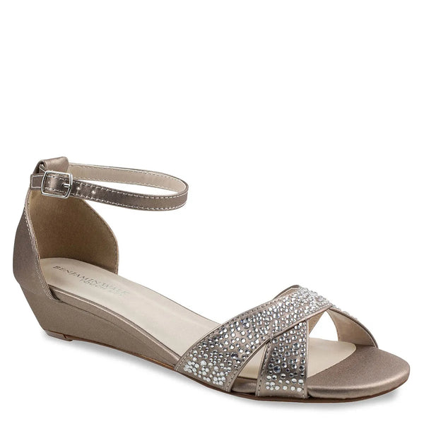 dyeables Iris Champagne Shimmer Low Wedge Sandals Shoes