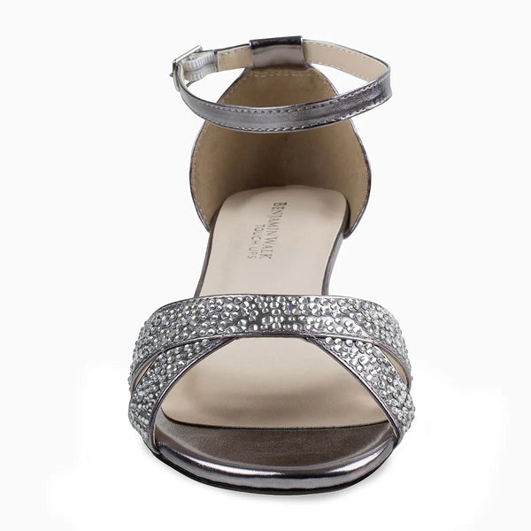 Dyeables Iris Pewter Shimmer Low Wedge Sandals Shoes
