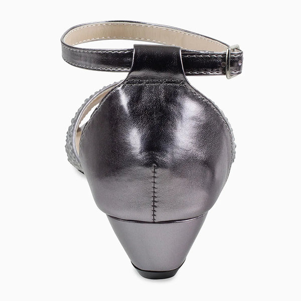 Dyeables Iris Pewter Shimmer Low Wedge Sandals Shoes