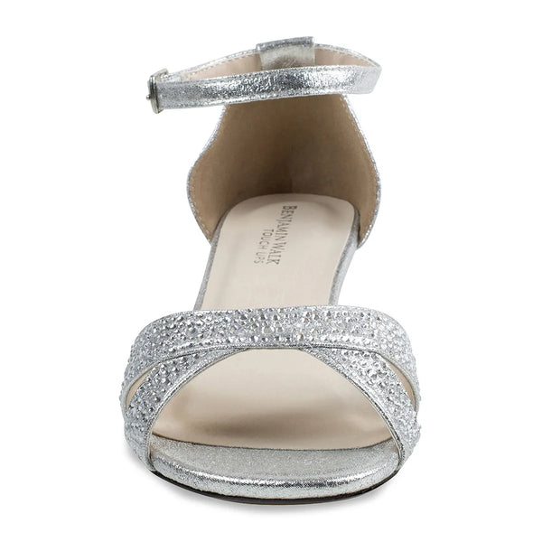 Dyeables Iris Silver Shimmer Low Wedge Sandals Shoes
