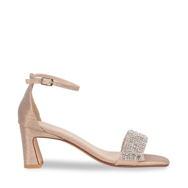 Dyeables Jade Champagne Shimmer Stable Heel Sandals With Jewels Shoes