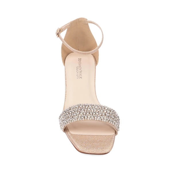Dyeables Jade Champagne Shimmer Stable Heel Sandals With Jewels Shoes