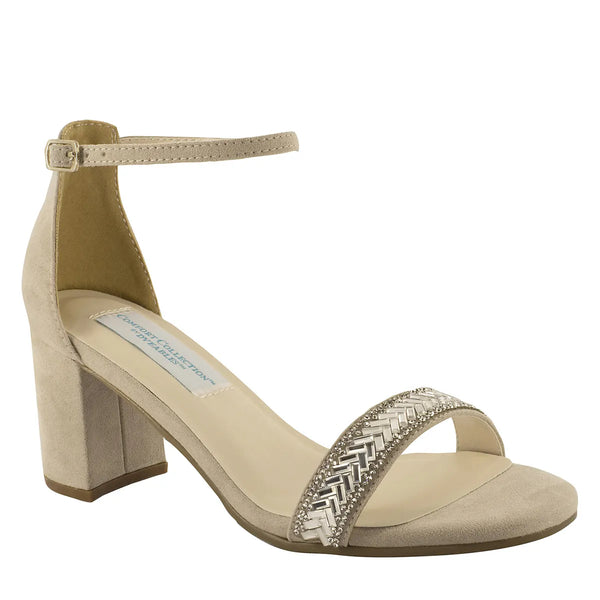 Dyeables January Beige Imitation Suede Block Heel Sandals Shoes