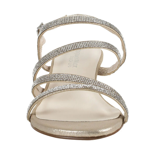 Dyeables Jodi Champagne Shimmer Low Wedge Sandals Shoes