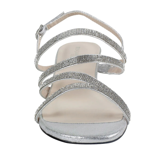 Dyeables Jodi Silver Shimmer Low Wedge Sandals Shoes
